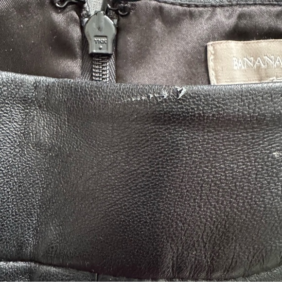 Banana Republic Lamb Leather Pleated Mini Skirt Black 6 - Picture 9 of 9